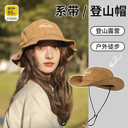 Summer Camping Style Outdoor Hiking Hat Women's Travel Leisure Fisherman Hat Sun Protection Sunshade Hat Anti-Uv Cowboy Hat