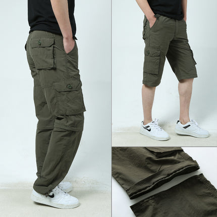 Lang Buckle Summer Outdoor Casual Trousers Men's Loose plus size Multi-Pocket Overalls Removable Quick-Dry Double-Cut Shorts