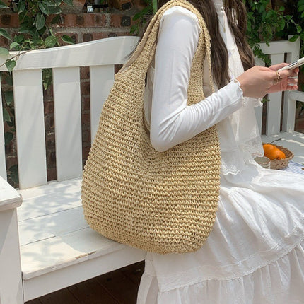 New Straw Woven Bag Women's Handmade Woven Bag All-match Bag Shoulder Bag Large Capacity Tote Bag Women's Bag Handbag