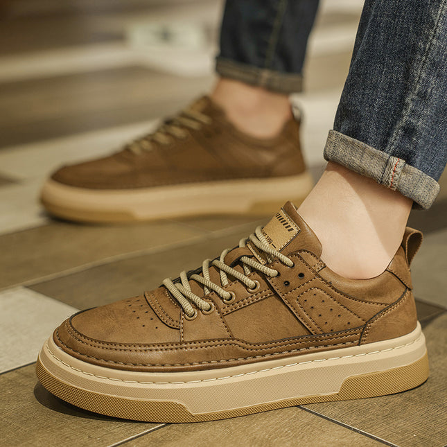 Men's Shoes Autumn 2025 New Style British Casual Leather Shoes Winter Sneakers Thick-Soled Fleece-Lined Sports Work Trendy Shoes Cotton Shoes