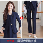 Two-piece set navy blue suit + pants / S