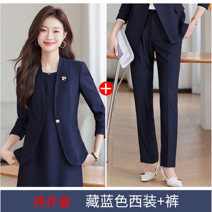 Business Dress Women's Suit 2024 New Autumn Thick Small Suit Elegant Work Clothes Suit Skirt dress