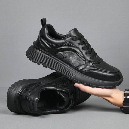 Genuine Leather Sneakers Casual Men's Shoes Spring Versatile Thick-Soled Dad-Style Cowhide Running Shoes Men's 6338 Comfortable