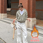 Gray green 028 double-ended zipper back patch jacket (huge thick sherpa style) / S