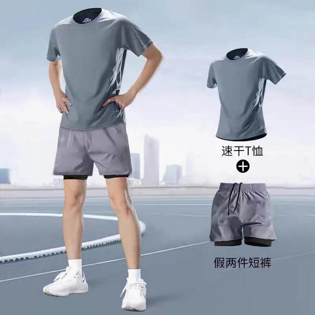 Men's Stylish T-Shirt Set, Fitness Clothing, Casual Sports Set, Men's Plus-Size T-Shirt for the Gym