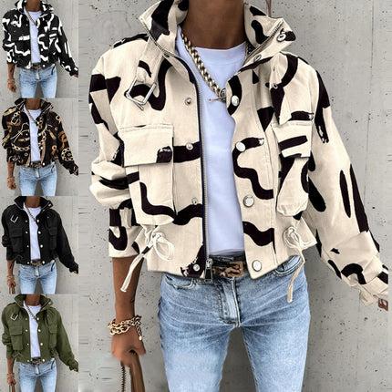 2026 Spring Women's Jacket Amazon Aliexpress New Cross-Border Printed Short Casual Jacket Women's Top