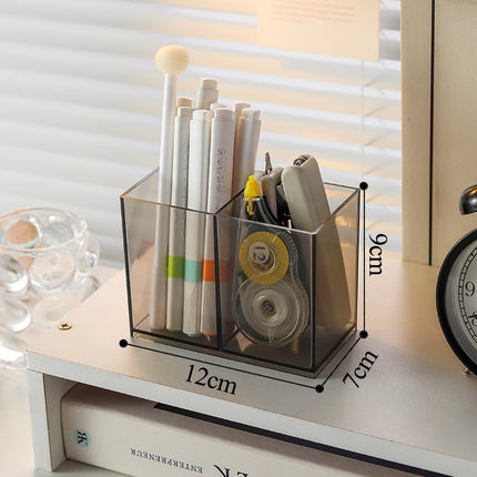 Multifunctional Acrylic Pen Holder Transparent Desktop Storage Box Pen Holder Office Stationery Compartment Storage Box Large Capacity