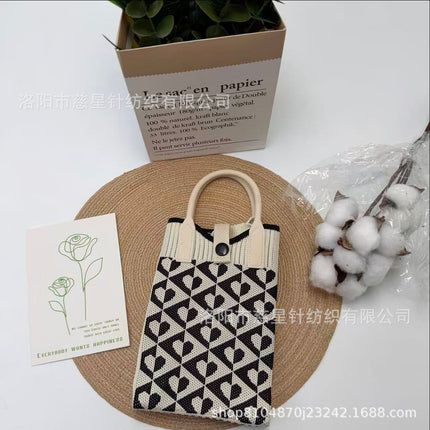 Girl's Heart-Shaped Knitted Crossbody Bag