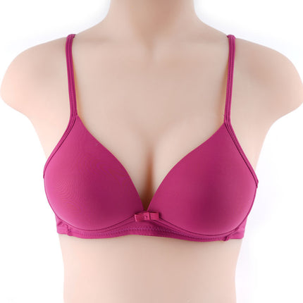 Triangle Cup Underwear Small Chest Gathering Glow Surface Soft Non-Steel Ring Bra Breathable Thin Upper Bra for Students Girls