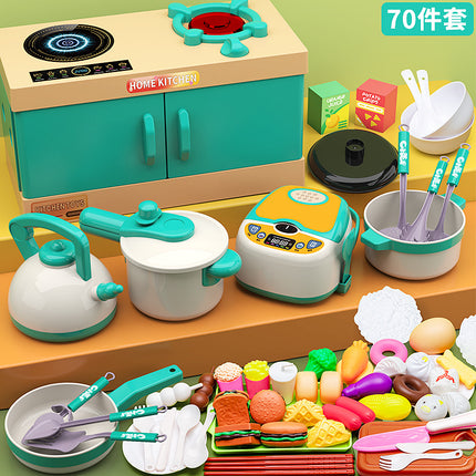 Children's Play House Small Kitchen Toy Set for Cutting Vegetables, Cooking and Cooking, Baby Cutting Fruits, Boys and Girls Kitchen Utensils and Stoves