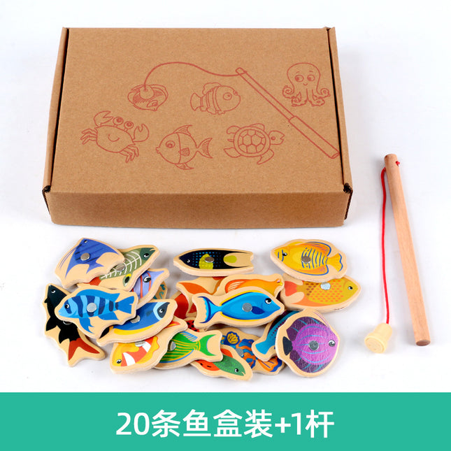 Children's Magnetic Fishing Toy Baby Early Education Beneficial Intelligence Wooden Fishing Rod Tool Set 2 Development 3.5 Years Old Game