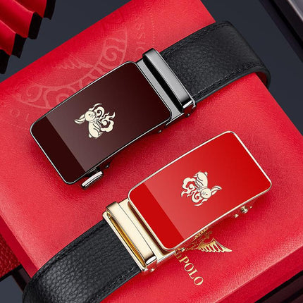 King's Paul 2025 New Arrival Belt Men's Red Year of the Snake Men's Belt Automatic Buckle Belt Gift