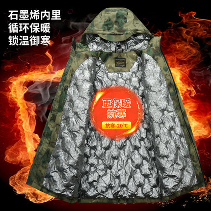 Upgraded Graphene Camouflage Cotton Coat, Thickeneded Cold-Proof and Waterproof Cotton Coat, Anti-Scratch and Wear-Resistant Cotton Jacket, Cold Storage Warm Cotton Coat