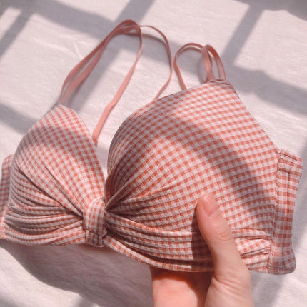 Summer Beautiful Back Bra for Women with Small Breasts, Push-Up Girl's Triangular Cup Adjustable Wire-Free Bra, Seamless Bra Set