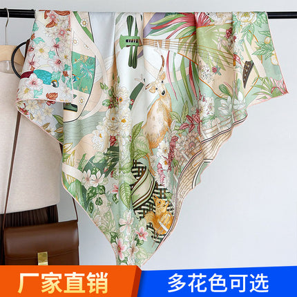 Chinese Style Double-sided Two-color Silk Flower Jacquard 110 Large Square Scarf Expensive Silk Scarf Shawl Gift Giving High-end Scarf