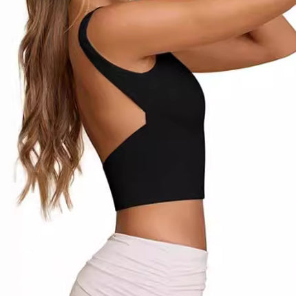 Cross-Border European and American Style Vests Amazon Hot Girls Outer Vests Sleeveless Backless Suspenders Milk Silk Tops Tight