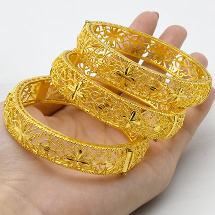 European and American live cross-border hot gold bracelet Dubai African bridal wedding open gold-plated bracelet factory wholesale
