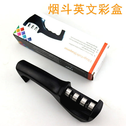 Cross-border household black three-section four-section sharpener integrated fast sharpening diamond pipe sharpener