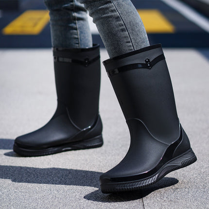One Piece Free Shipping Cross-Border Water Shoes Waterproof Non-Slip Rain Boots for Women Mid-Calf Wear-Resistant Outdoor Fashion Overshoes Rain Boots for Women