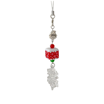 Christmas Beaded Mobile Phone Lanyard Christmas Cute School Bag Hanging Keychain Snowflake Pendant