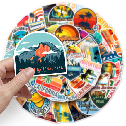 50 California Stickers California Cartoon Outdoor Landscape Travel Waterproof Decorative Hand Account Stickers