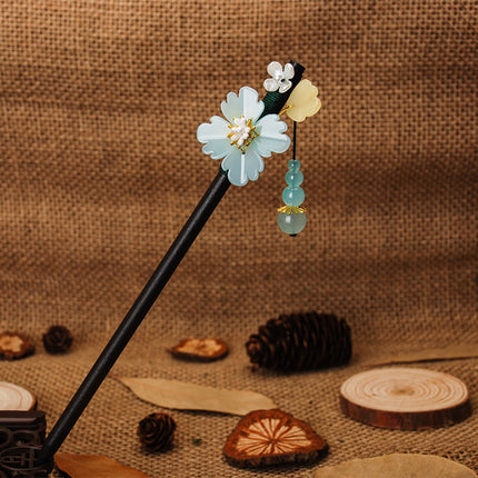 Antique Hairpin Tassel Step Wooden Hairpin Imitation Ebony Headwear Disc Hair Han Clothes Accessories Hair-pulled Ancient Clothes Hair Women
