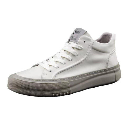 European station men's shoes genuine leather high-top shoes 2024 Four Seasons New breathable casual white shoes trendy all-matching board shoes