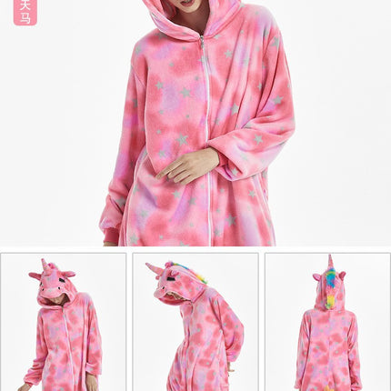 Autumn and winter new flannel gilded stars Tianma adult animal cartoon one-piece pajamas manufacturers home clothes wholesale