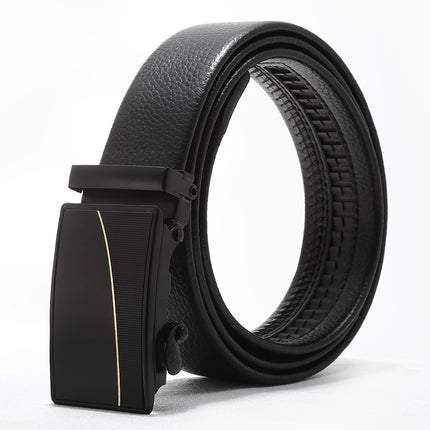 Automatic buckle men's belt young luxury business fashion Korean version of simple litchi pattern black pants belt wholesale