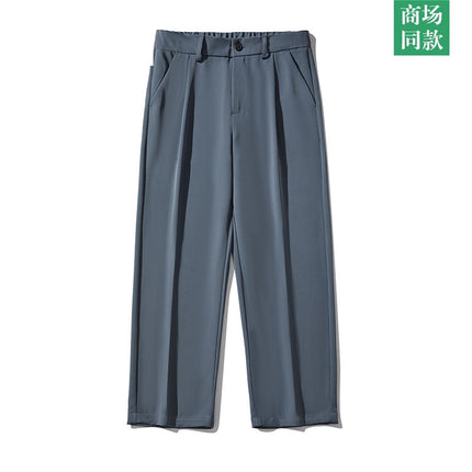 wasuup Pants Men's New Summer High Sense Straight Pants Suit Casual Pants Ice Silk Pants