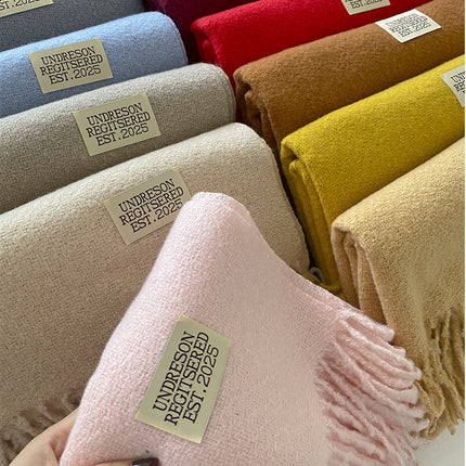 New Pure Color Imitation Cashmere Scarf for Women in Winter, Monochromatic, Versatile, High-End, Warm Neck Protection, Neck Scarf for Couples