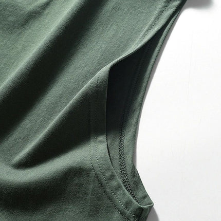 Comfortable and Good to Wear Solid Color Crewneck Washed Cotton Loose Waistcoat Retro Craft Garden Swing Side Split Sports Casual Vest