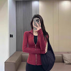 Chinese red [gold zipper] stand collar / S