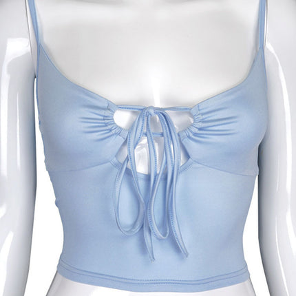 2024 New Style Backless Hollow Short Suspender Top for Women Cross-Border