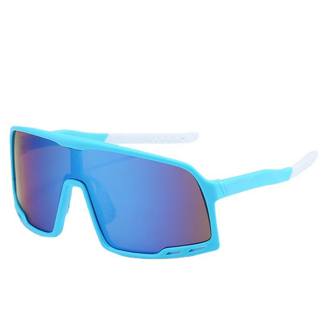 Cross-Border Hot Selling Fashionable Cycling Glasses Outdoor Sports Mirror One-Piece Large Frame Sunglasses Colorful Reflective Mercury Sunglasses