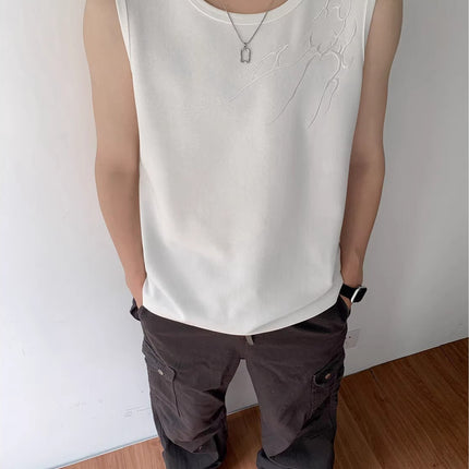 Lightning Dark Pattern Embroidered Sports Vest Men's Summer American High Street Handsome Sleeveless T-Shirt Fitness Vest Singlet