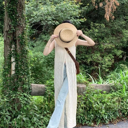 Designed Niche Layered Blouse Knitted Vest Dress Summer Women's Back Slit Long Skirt Dress Chic Skirt