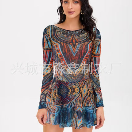 2025 European and American Cross-Border One-Piece Bikini Swimsuit Russian Sun Protection Mesh Swimsuit for Women