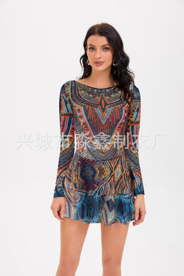 2025 European and American Cross-Border One-Piece Bikini Swimsuit Russian Sun Protection Mesh Swimsuit for Women