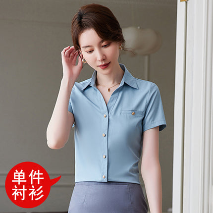 Short-sleeved professional shirt summer hotel front desk work clothes civil servant interview formal dress women's shirt suit tooling