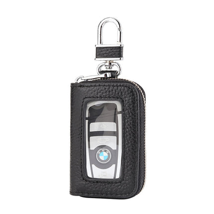 Open Sunroof Leather Car Key Bag Cowhide Keychain Men's Key Bag Women's Large Capacity Universal Waist Hanging