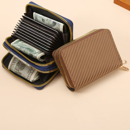 Endaycon Multifunctional Accordion Card Holder Anti-Magnetic Accordion Card Holder Double-Layer Zipper Women's Wallet Large Capacity