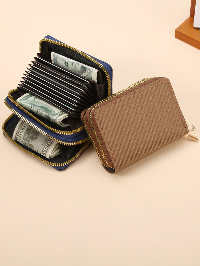 Endaycon Multifunctional Accordion Card Holder Anti-Magnetic Accordion Card Holder Double-Layer Zipper Women's Wallet Large Capacity