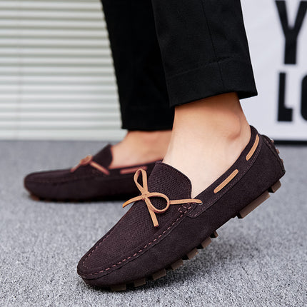 Foreign Trade Hot-Selling Summer New Products Lazy Soft-Soled Slip-On Beanie Shoes Men's Suede Leather Driving Casual Shoes