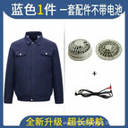 Long Sleeve Navy blue + fan set (without battery) / S
