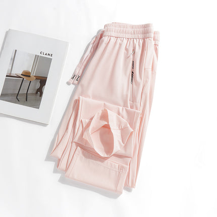 2024 Summer New Men's and Women's Ice Silk Elastic Couple Sports Pants Men's Sports Casual All-match Loose Sports