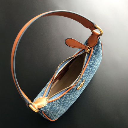 New Pinko Same Style Denim Denim Genuine Leather Swallow Bag Armpit Puff Mini Pillow Bag Chain Women's Bag