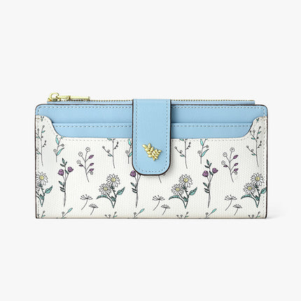 New Long Wallet Ins Women's Korean-style High-end Coin Purse Student's Fresh Flower Card Bag Cross-border Wallet