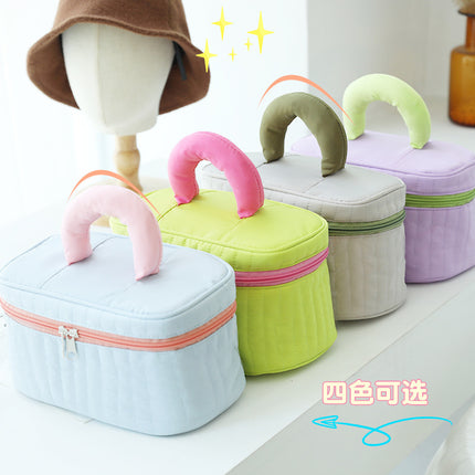New Color-Blocked Makeup Bag, Large Capacity, High Aesthetic Toiletry Bag, Portable Travel Storage Bag, Versatile Macaron Color