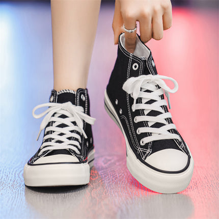 2026 Spring and Autumn New High-Top Canvas Shoes for Female Students, No Logo, Versatile Classic Style, Trendy Casual Sneakers